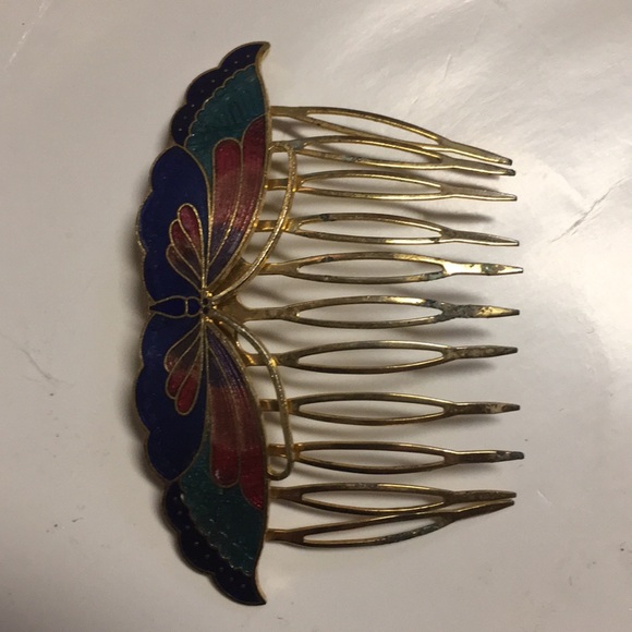 Women’s Beautiful Vintage Cloisanne Hair Comb - Picture 3 of 6
